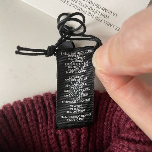 Indigo Love & Lore Outdoor Fleece Lined Knit Mittens Bordeaux Burg Sz OS NWT - Picture 9 of 12